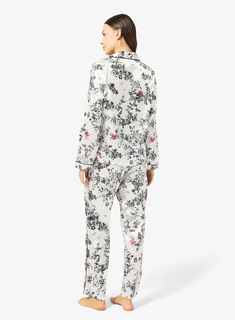 Ginger Floral Print Button Up Shirt & Pyjama Set